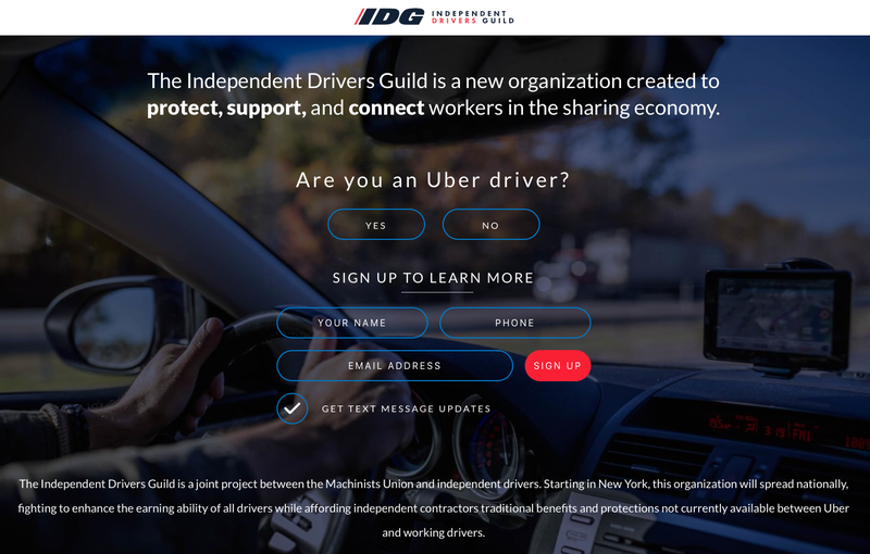 The newly created website for the<a href=”https://drivingguild.org”> Independent Drivers Guild</a>